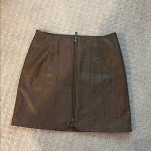Free People Brown Leather Skirt